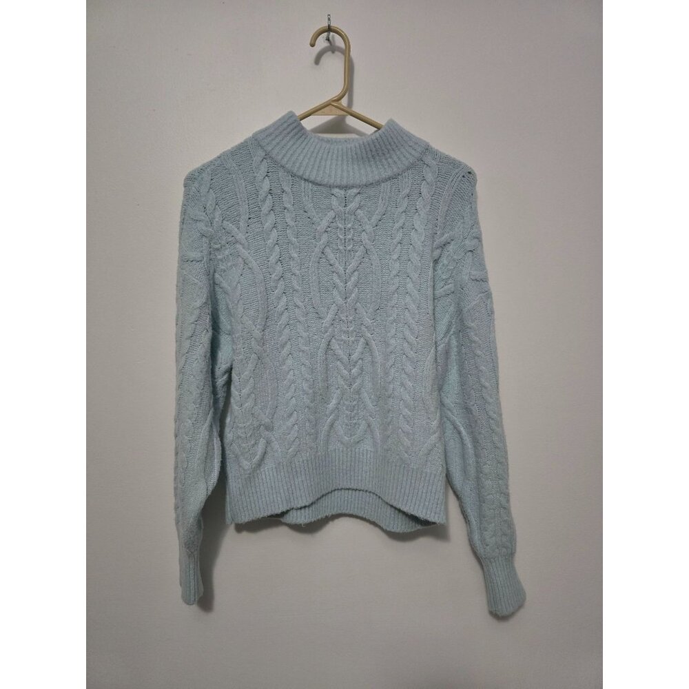 Abercrombie Cable Mock Neck Sweater Size S Light Blue